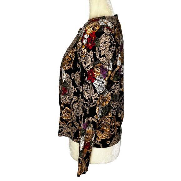 Vintage Norton McNaughton Baroque Floral Blouse Jacket Top Sz 10 - Picture 5 of 10